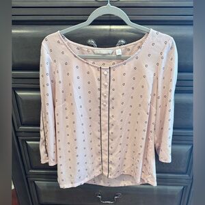 Lauren Conrad Pink and Brown Dotted Blouse- M